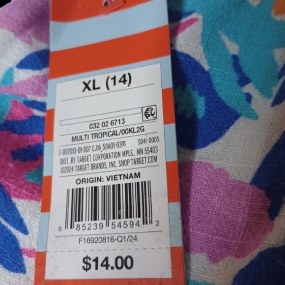 Girls' Short Sleeve Button-Down Linen Blend Shirt - Cat & Jack XL NWT - Picture 3 of 6